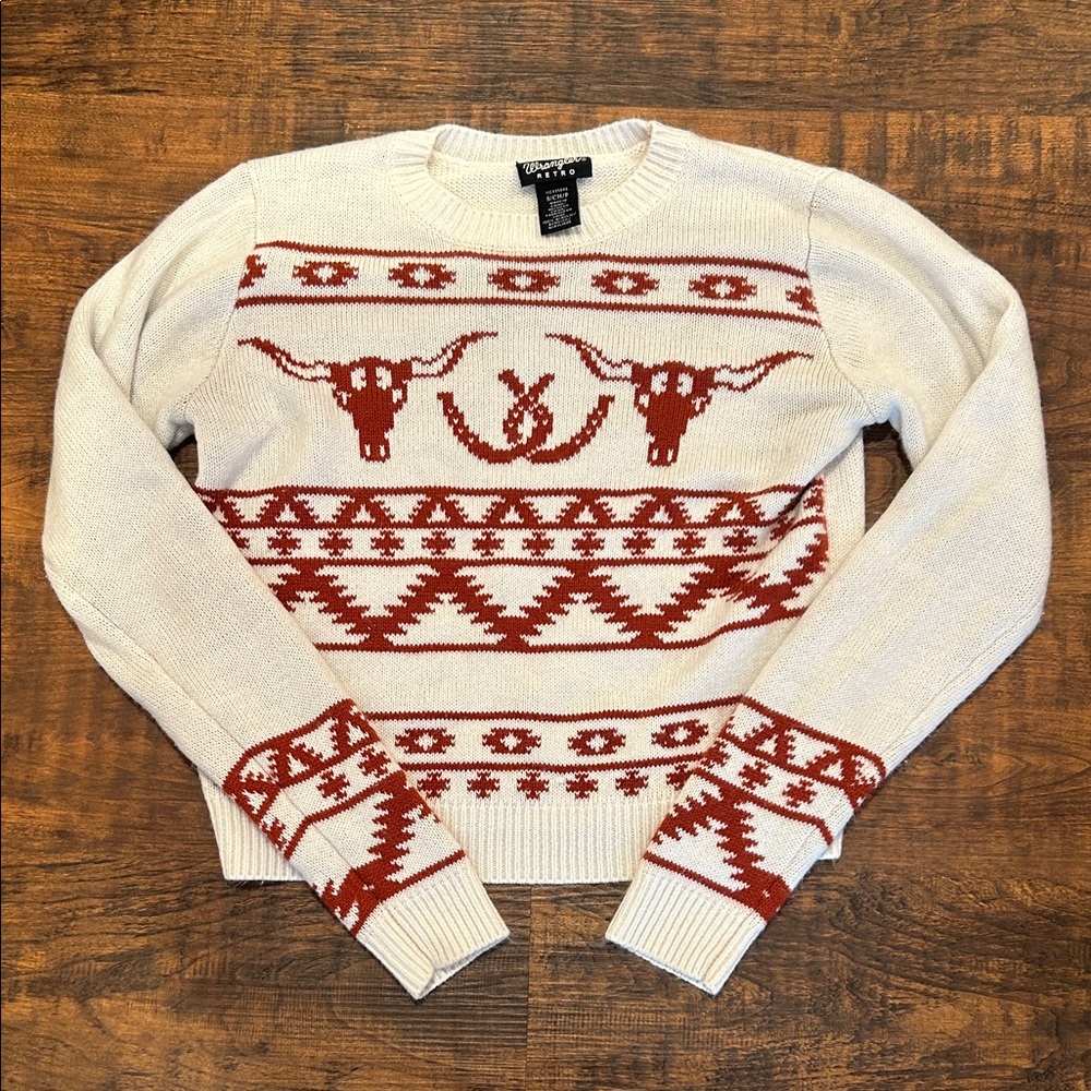 Women’s Wrangler Cream and Red Sweater